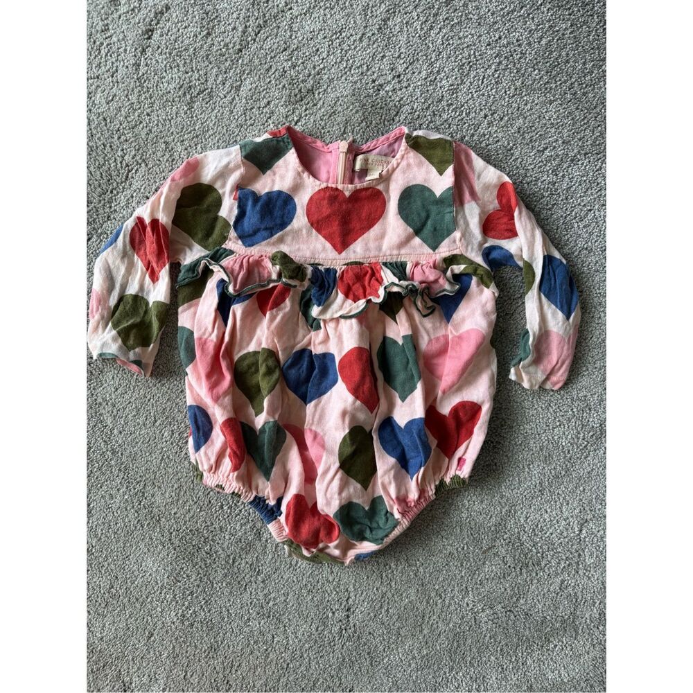 Pink Chicken Pink Heart Print Long-Sleeve Baby One-Piece